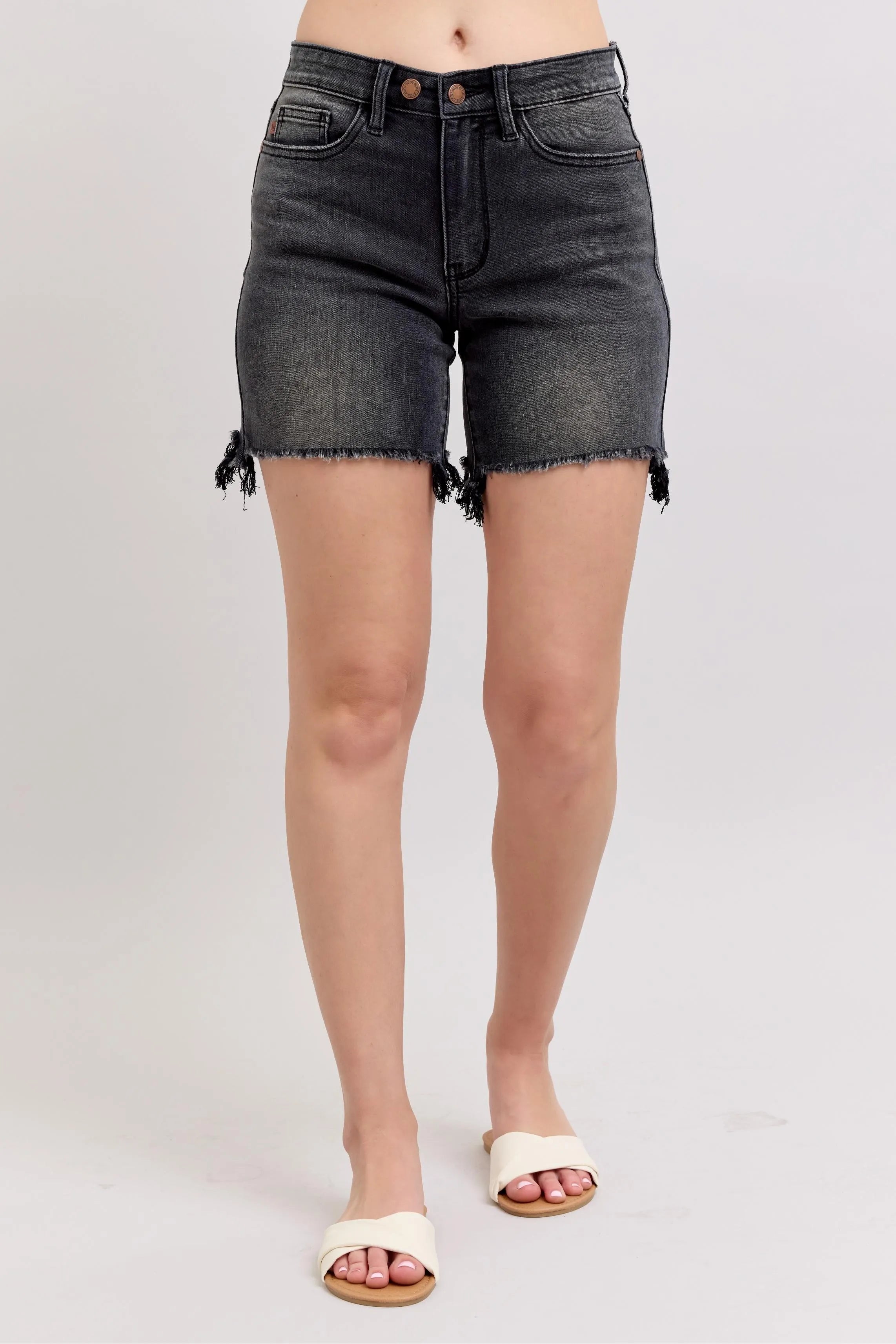Cut Off 2 Button Dad Denim Shorts