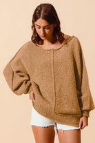 Loose Fit Exposed Seam Slouchy Boucle Sweater