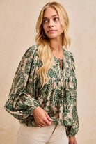 Printed Woven Front Tied Blouse