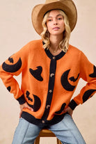 BiBi Halloween Witch Hat Moon Bat Artwork Cardigan