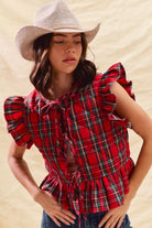 SO ME Christmas Holiday Plaid Ruffled Quilt Vest Top