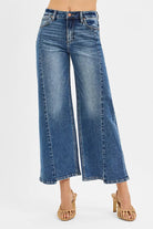 High Rise Crop Wide Leg Jeans with Step Hem