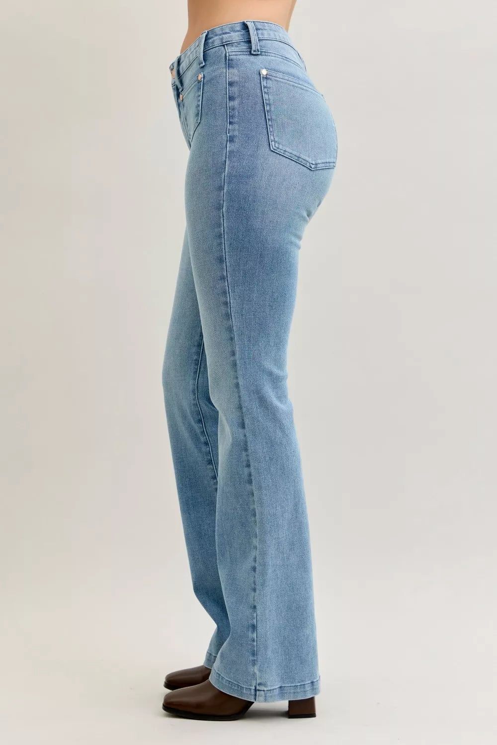Mid Rise Bootcut Jeans with Contrast Wash