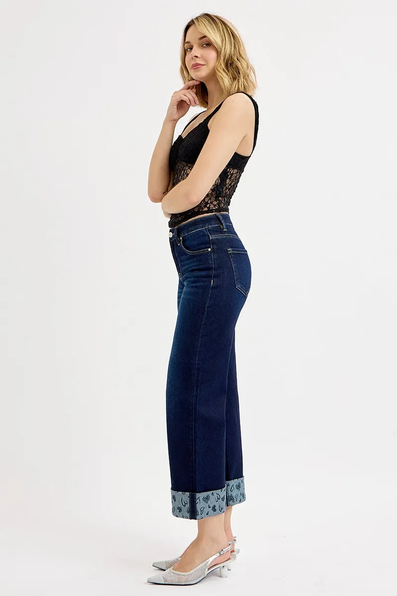 Mid Rise Crop Wide Leg