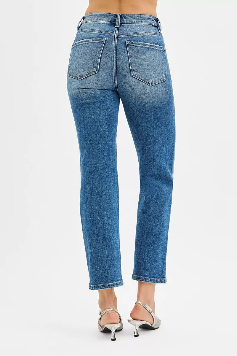Tummy Control High Rise Crop Straight Jeans