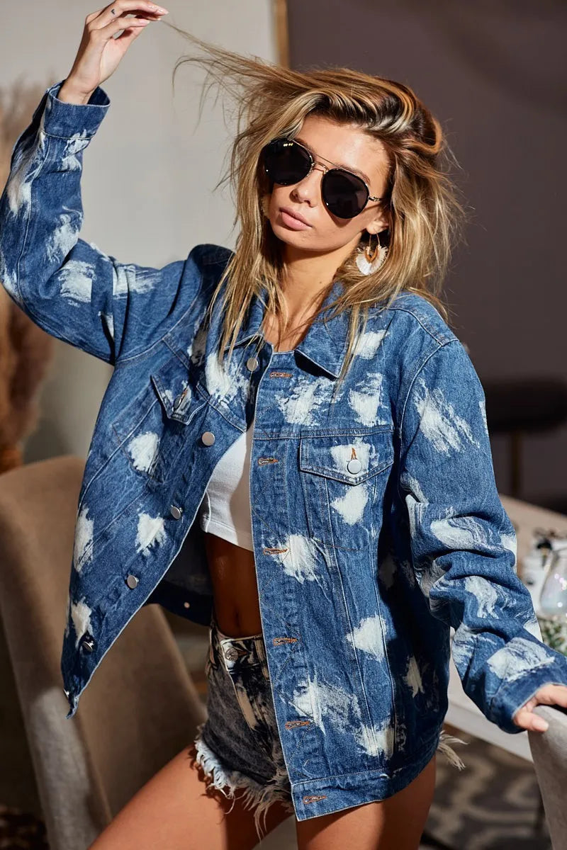 Washed Tie Dye Denim Jacket