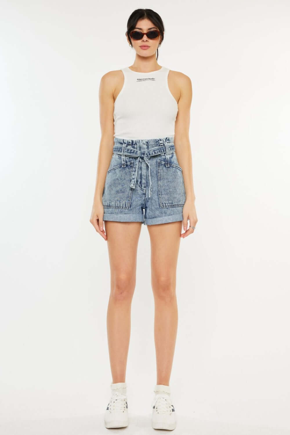 Ultra High Rise Paperbag Denim Shorts