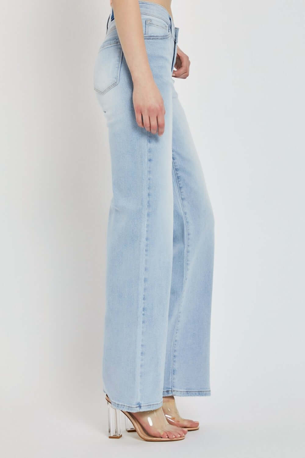 Wide Leg V Dipped Front Waist Jeans