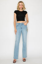 HIGH RISE EMBROIDERED MODERN BOOTCUT JEANS