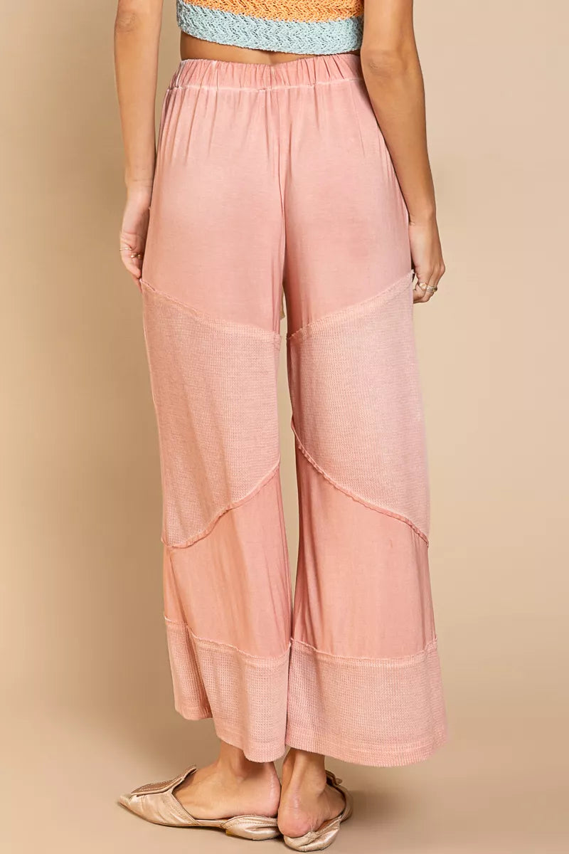 Elastic Waistband Wide Leg Pants with Drawstring