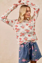 Floral Washed Waffle Thermal Top