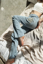 HIGH RISE EMBROIDERED MODERN BOOTCUT JEANS