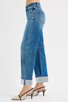 RISEN Slouchy Crop Barrel Cuffed Jeans