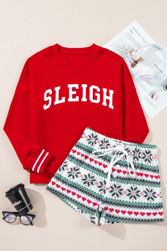 Christmas SLEIGH Top and Snowflake Shorts Set