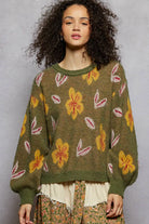 Floral Pattern Balloon Sleeve Sweater