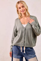 Washed Sweater V-Neck Cardigan