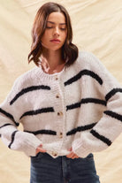 Striped Soft Touch Button Cardigan