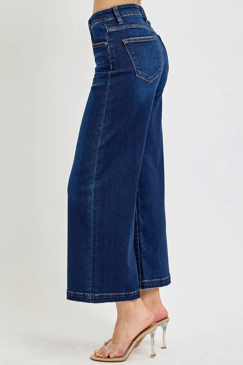 High Rise Crop Wide Jeans