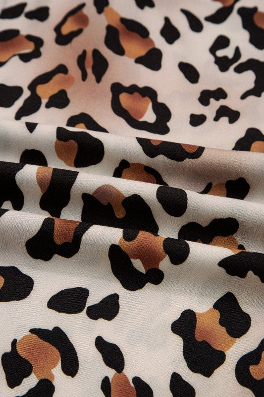 Leopard Colorblock Stripe Edge Pajama Set