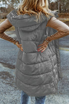 Quilted Long Hooded Vest