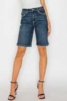 Dark Wash High Rise Bermuda Jeans