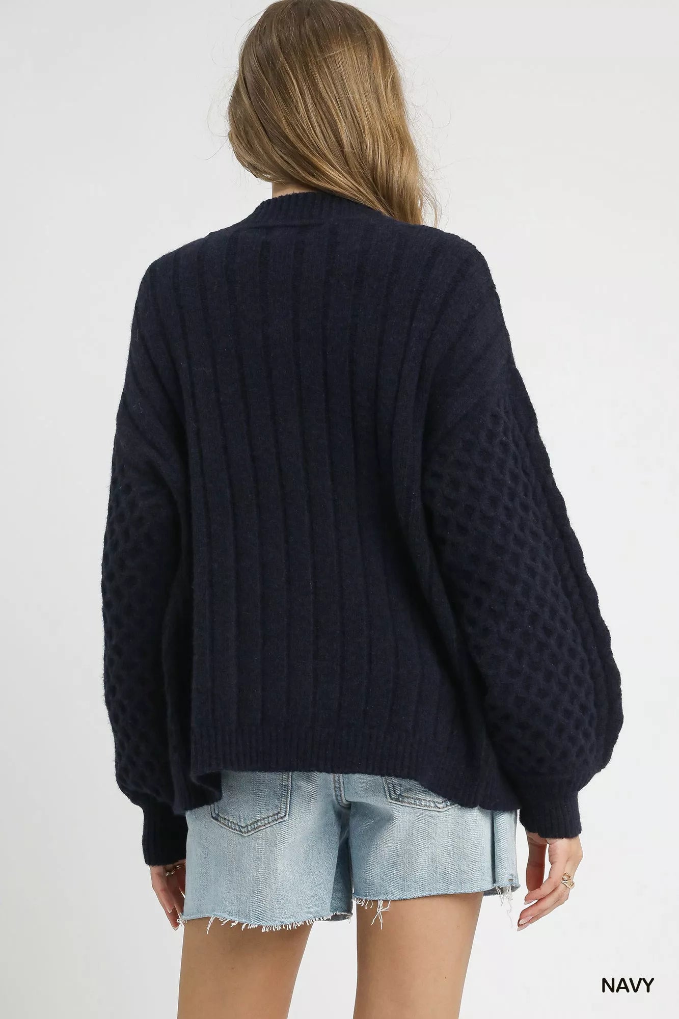 Cable Knit Pearl Button Cardigan