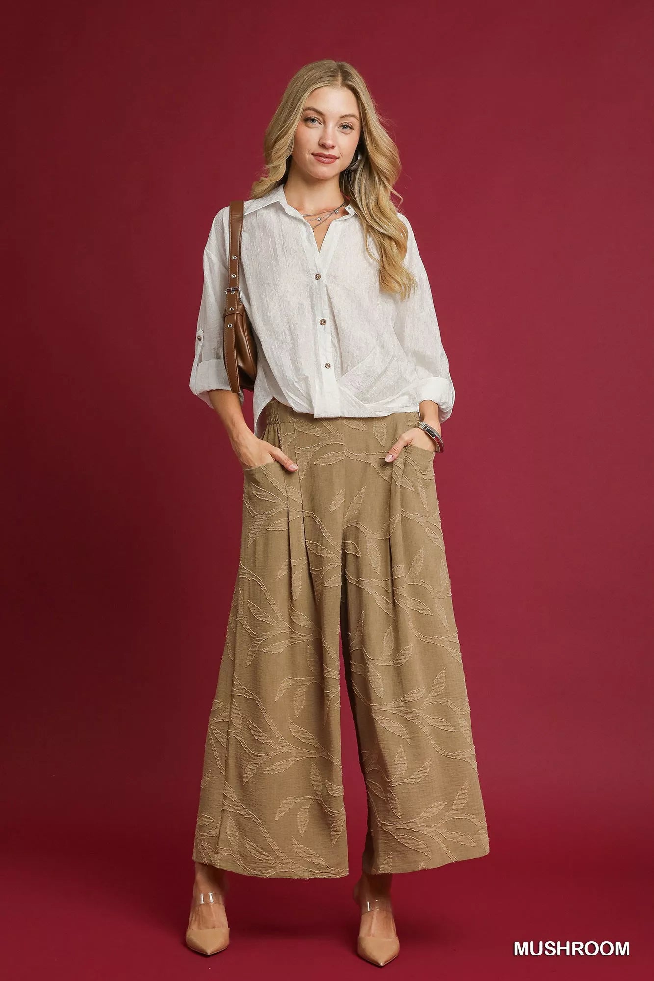 Jacquard Wide-Leg Pants