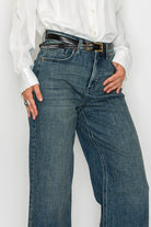 TUMMY CONTROL HIGH RISE CUFFED WIDE LEG JEANS