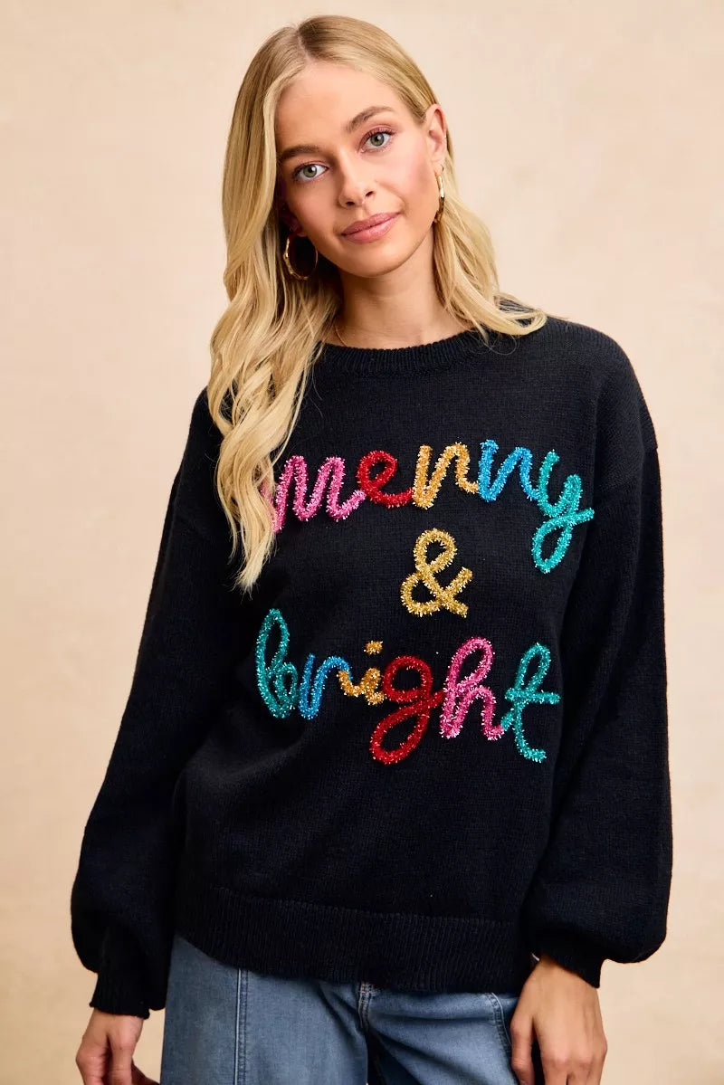 Tinsel Lettering Christmas Sweater