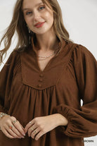 Corduroy Tiered Babydoll Dress