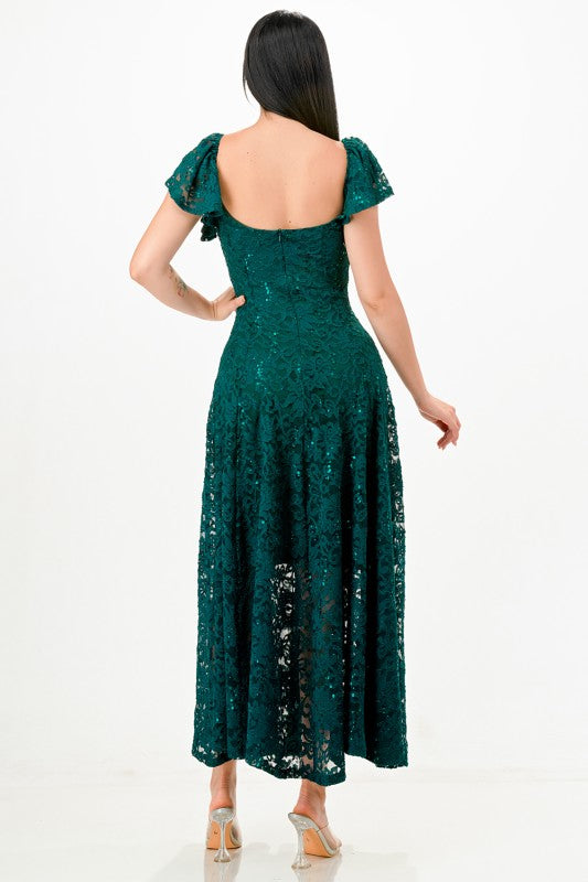 Butterfly Sleeve Lace Maxi Dress