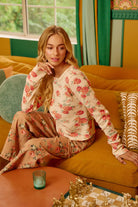 Floral Washed Waffle Thermal Top