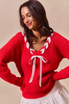 Ribbon Tie V-Neck Sweater