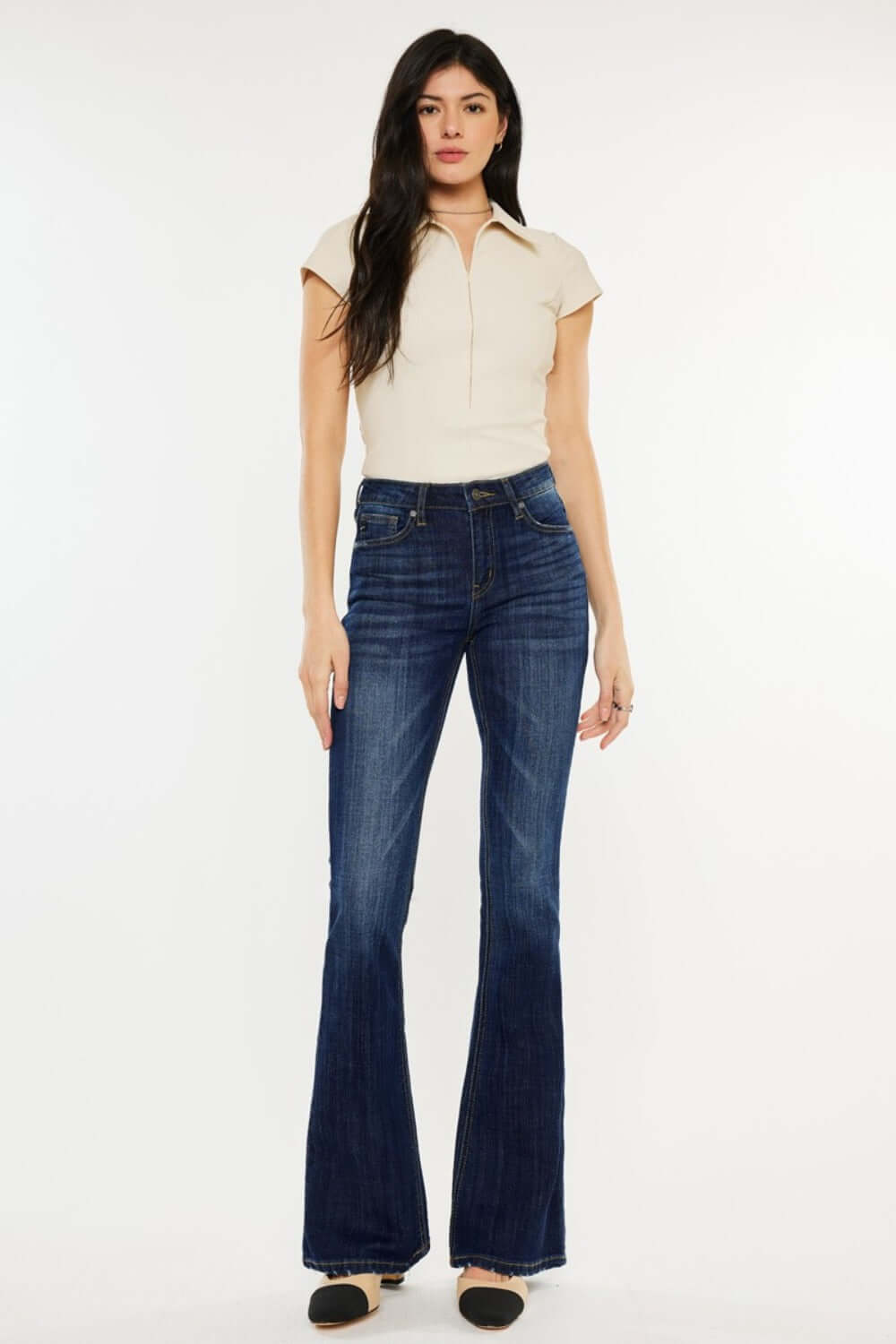 Mid Rise Slim Flare Jeans