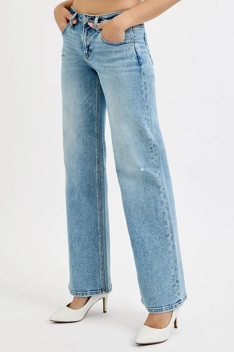 Low Rise Ankle Boyfriend Distressed Jeans