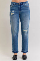 Mid Rise Boyfriend Destroy Release Hem Jeans