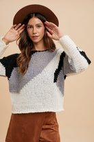 Color Block Drop Shoulder Sweater