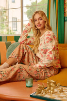 Floral Washed Waffle Thermal Top