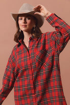 Christmas Plaid Button Up Shirt Dress