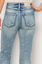 High Rise Distressed Straight Jeans