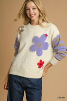 Flower Jacquard Striped Sweater