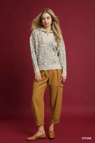 Leopard Print Quarter-Zip Knit Sweater