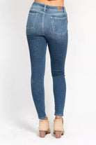 High Rise Button Fly Skinny Jeans