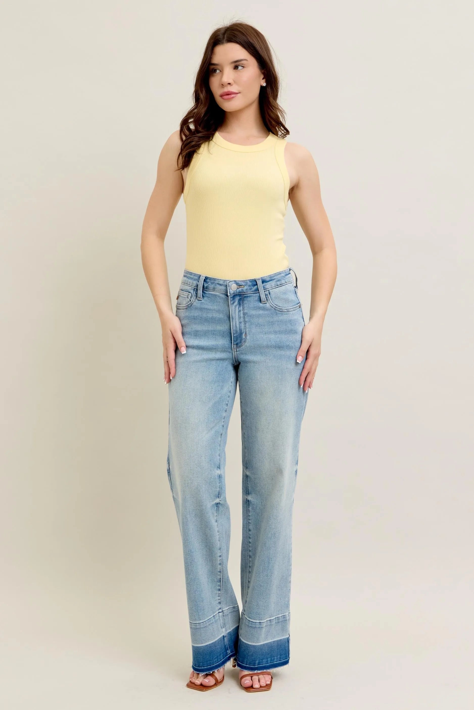 Release Hem Wide Leg Jeans