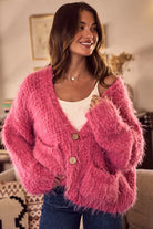 SO ME Soft Touch Hairy Loose Fit Cozy Sweater Cardigan