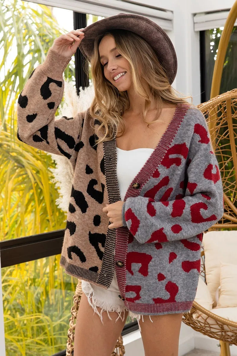 Leopard Print Button Down Cardigan