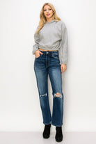 High Rise Stretch Straight Jeans