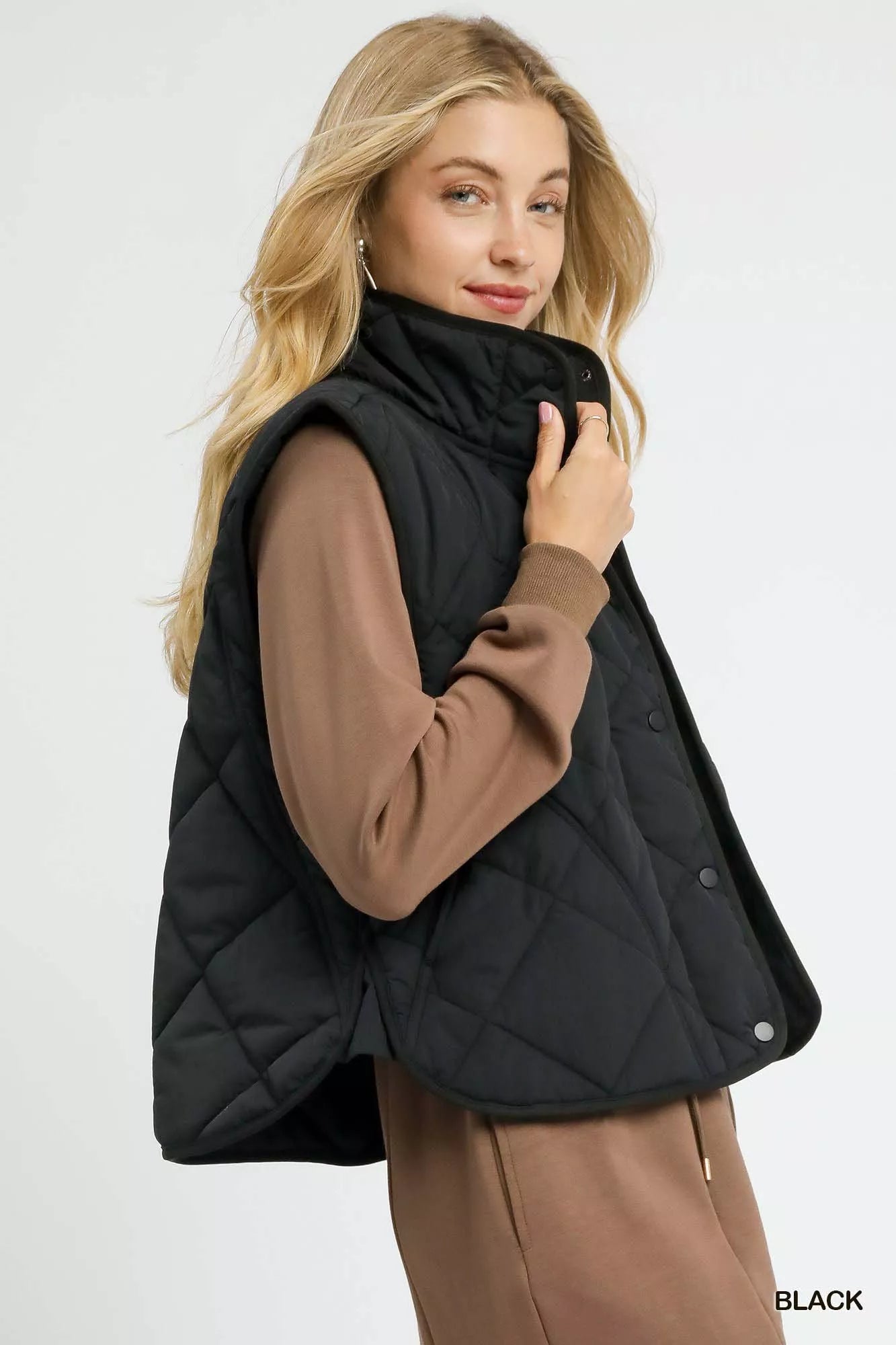 Quilted Snap-Front Puffer Vest