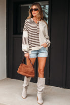 Striped Patchwork Henley Top