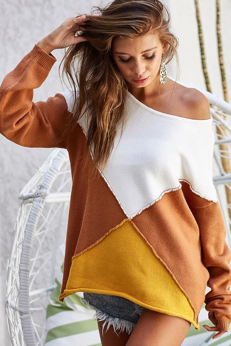 Color Block Geometric Sweater